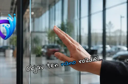 Showroom bez odtlačkov: nano ochrana skla | Nano Slovakia 38 Detail dotyku na skle s nano ochranou proti odtlačkom v modernom showroome