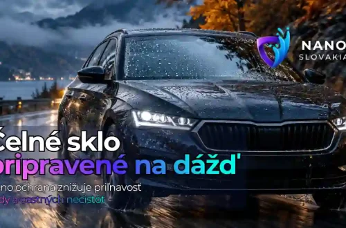 Nano ochrana autoskla proti dažďu / Nano Slovakia 35 Nano ochrana autoskla proti dažďu na mokrej ceste